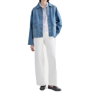 Top Trending Women's <b>Cropped</b> <b>Denim</b> <b>Jacket</b> Boxy Fit Organic Cotton Casual Fashion Outerwear Custom Private Label OEM Manufacturer - Product Image 1