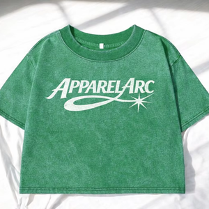 Camiseta Corta para Mujer con Lavado Ácido, Logotipo Personalizado, Algodón, Estilo Vintage, Ropa Urbana para Mujer, Marca Privada, Fabricante OEM - Product Image 1