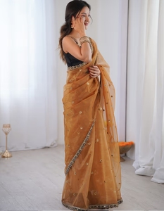 Sari Marrón Bordado KV Net - Product Image 3