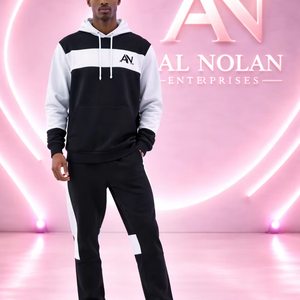 Custom Logo Black White <b>Tracksuit</b> Men – Premium Hoodie & Jogger Set | High Quality Streetwear - Product Image 1