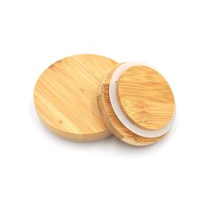 Round Bamboo Disposable Lids Modern Wooden Cup Covers for Cream Essence Liquid <b>Perfume</b> Candle <b>Container</b> - Product Image 1