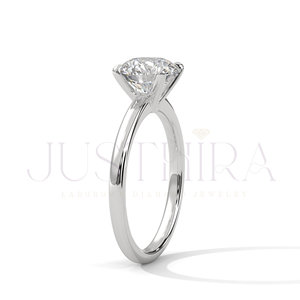 Bague de fiançailles plaquée or rose 14 carats, bague de fiançailles classique avec diamant Moissanite taille ronde, bijoux de mariage pour femmes, cadeau - Product Image 2