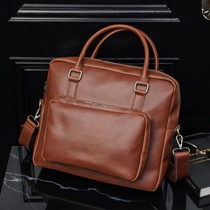 Bolso Mensajero de Cuero Grande, Resistente e Impermeable, con Cierre de Cremallera, para Uso Profesional, Todas las Temporadas, Color Marrón, Diseño con Bolsillos y Hebilla - Product Image 1