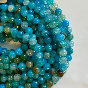 Cuentas de Ágata de Fuego Facetadas Redondas, Hilo de Piedras Naturales para Joyería, Cuentas Sueltas al por Mayor, Suministro a Granel - Product Image 1