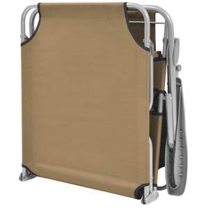 Chaise longue moyenne avec tissu Oxford taupe et acier thermolaqué - Chaises longues - Product Image 6