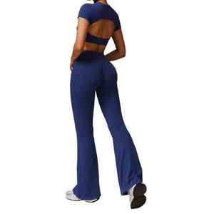 Custom Gym Fitness Long Sleeve Top <b>Yoga</b> Sports Bra Shorts <b>Pants</b> <b>Plus</b> <b>Size</b> Workout Clothing Sets for Women - Product Image 2