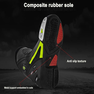 Chaussures de moto pour hommes, bottes de course en cuir imperméables à la cheville, semelle antidérapante, chaussures longues imperméables - Product Image 3