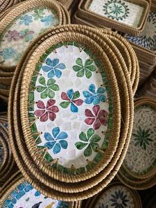 Plateau en rotin traditionnel en nacre pour la décoration intérieure, organisateur de table, fait main au Vietnam - Product Image 5