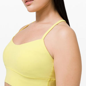 Women Yellow Spaghetti Strap Crop Top Olive High Waist Leggings Yoga Set Seamless Breathable Activewear Two Piece - Product Image 4