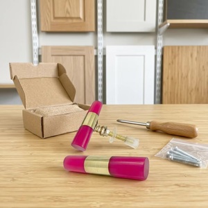 Pink Cylindrical Plastic Cabinet Knob with Brass <b>Insert</b> Novelty Shape Furniture Handle Easy Installation - Product Image 2