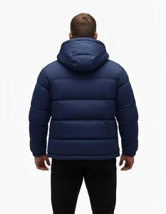 Blouson matelassé à capuche bleu marine pour homme, épais et chaud, style décontracté, avec fermeture éclair, idéal pour l'extérieur, vente en gros OEM - Product Image 5
