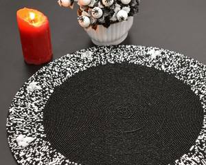 Set de table en tissu noir avec bordure perlée blanche, motif papillon, 300 mm, antidérapant, bohème, écologique, moderne, décoratif - Product Image 5