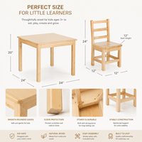 Juego de Mesa y Sillas Montessori, Seguro, Ecológico y Duradero, Muebles de Madera para Preescolar, Mesa de Actividades Curva, Apilable para Niños