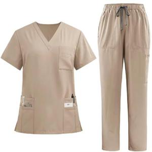 Ensemble de blouses médicales respirantes avec logo personnalisé, uniforme d'hôpital pour médecins et infirmières, vente en gros, ensemble de blouses médicales unisexe à col en V pour hôpital - Product Image 4