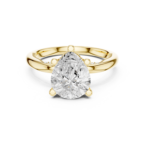 Bague de fiançailles Art Déco en moissanite de laboratoire taille poire avec halo caché, en acier inoxydable plaqué or 14 carats, bijou raffiné, cadeau - Product Image 1