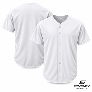 Camiseta de Béisbol Blanca para Hombre, Manga Corta, Cierre de Botones, Color Sólido, Transpirable, Poliéster, Corte Regular, Ropa para Adultos - Product Image 1