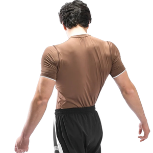 Chemise de compression athlétique marron pour hommes, respirante, extensible, à manches courtes, pour l'entraînement en salle de sport, haut de sport - Product Image 2