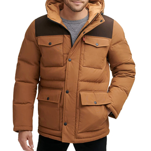 Veste parka matelassée pour homme, style vintage, 100% polyester, taille ajustable, vestes en duvet durables pour homme avec manches régulières - Product Image 1