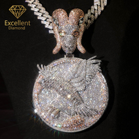 Pendentif breloque chèvre en moissanite pour homme, chaîne cubaine, bijoux de luxe plaqué or en forme de lettre, style rappeur hip-hop