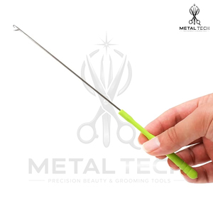 Light Green Handle Steel Hair Extension Loop <b>Threader</b> Latch Hook Micro Ring Link Pulling <b>Needle</b> Set Bulk Salon Equipment - Product Image 2