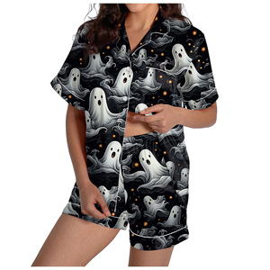 ชุดนอนผ้าซาตินไหมพิมพ์ลายแบบซับลิเมชั่นสั่งทำพิเศษสำหรับผู้หญิง เอวยางยืด พร้อมกางเกงขายาว เนื้อผ้านุ่มลื่น ใส่สบายสำหรับฤดูร้อน - Product Image 3