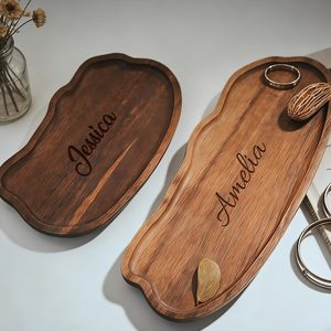 Personalized Wooden Storage Tray Rectangle Engraved <b>Name</b> Minimalist Design Table Single Tier Jewelry Bathroom Tableware - Product Image 1