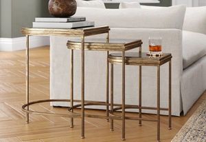 Modern Iron Nesting Table Set For Living Room Furniture <b>Space</b> Saving Design With Stylish Top Finish - Product Image 5