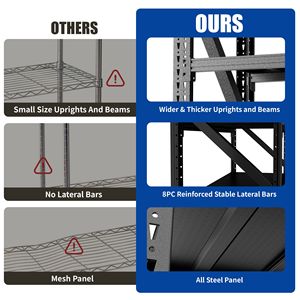 Étagères de garage robustes, capacité de 6000 lb, extra larges, en métal, réglables, 69"H x 75"W x 23.7"D, unité de stockage industrielle - Product Image 6