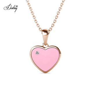 Carino Mini mio Sweety rosa smalto cuore collana con ciondolo impreziosita da cristalli Swarovski dasini nuovi gioielli accessori per bambini - Product Image 4