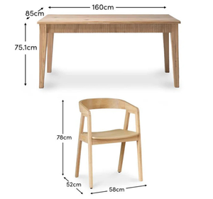 Ensemble de table à manger moderne en bois massif Mindi 8 pièces avec chaises en bois minimalistes pour la maison, l'hôtel, l'appartement, la restauration - Product Image 6