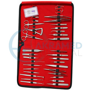 Ensemble de 33 instruments de microchirurgie ophtalmique certifiés CE en acier inoxydable, kit chirurgical vétérinaire de classe I - Product Image 3