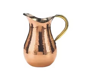 Premium Pure Copper Water Jug Traditional Drinkware Pitcher for Home Kitchen Dining <b>Table</b> Use Gift Collection Serving Pot - Product Image 4