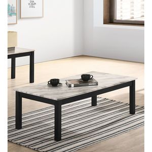 Majestic 1x <b>Coffee</b> <b>Table</b> and 2x End <b>Tables</b> <b>Set</b> Beautiful White Faux <b>Marble</b> Top with Black Legs Living Room Furniture - Product Image 4