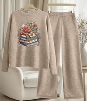 Ensemble de survêtement évasé personnalisé pour femme, taille haute, deux pièces, vêtements de sport, en Spandex/Coton avec bande latérale et poches