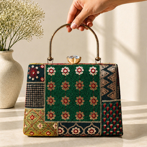 IRYA LIFESTYLE for Rose Embroidered Designer Clutch <b>Bag</b> Shoulder Chain Strap Flap Closure 1L Capacity-Elegant <b>Evening</b> Purse for - Product Image 1