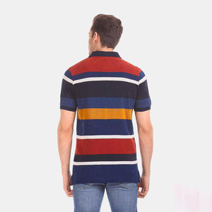 Polo pour homme en coton pur à manches courtes, design thermique, logo personnalisé, couleur unie, style actuel, décontracté - Product Image 2