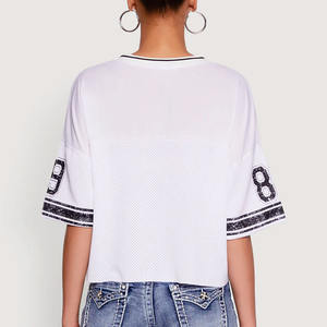 Maillot de football américain personnalisé pour femme en maille, coupe courte, respirant, en polyester, style streetwear, haut d'entraînement, fourniture en gros OEM - Product Image 6