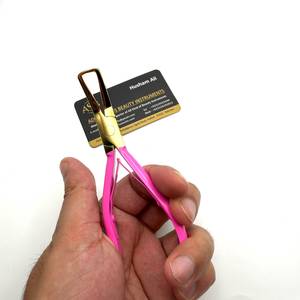 Pince de retrait de microbilles en or rose, en acier inoxydable, pour extensions capillaires, avec logo personnalisé, micro-liens, manche rose, OEM - Product Image 3