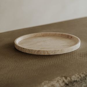 Elegante bandeja de servir de mármol travertino para frutas, pasteles, bebidas y decoración de mesa de café. - Product Image 6