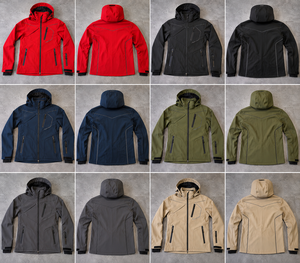 Custom Red Softshell <b>Jacket</b> <b>Waterproof</b> Windproof Hooded Outdoor Tactical Hiking Workwear Coat with Multiple Zip Pockets - Product Image 6