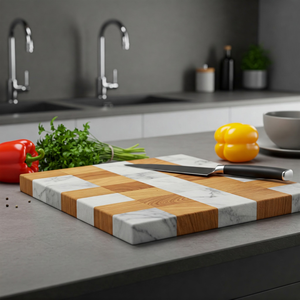 Tabla de Quesos de Madera y Mármol de Lujo Moderna, Ecológica y de Alta Calidad, Tabla para Cortar Charcutería para Uso en la Cocina - Product Image 1