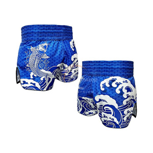Shorts MMA pour hommes, imprimé vague de poisson koi bleu, polyester à séchage rapide, shorts de combat pour arts martiaux mixtes, coupe régulière, taille adulte - Product Image 4