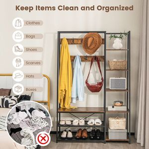 Appendiabiti da Ingresso 5-in-1 con Panca Contenitore e 9 Ganci - Soluzione Salvaspazio - Product Image 5