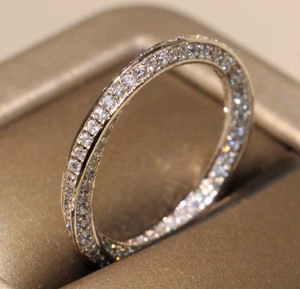 Moissanite <b>Eternity</b> Wedding Band <b>Ring</b> for Women Full Pave Claw Set S925 Sterling <b>Silver</b> Stackable Anniversary <b>Ring</b> - Product Image 1