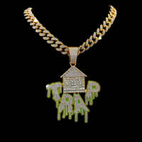 Pendentif Jewelux High Demand Trap House en argent 925 plaqué or avec perle d'eau douce en forme de croix, breloque hip-hop unisexe pour usage quotidien, Inde