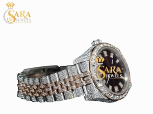Montre de luxe de qualité supérieure entièrement automatique avec mouvement en quartz glacé en diamant Moissanite VVS, bracelet en acier inoxydable disponible en promotion - Product Image 5