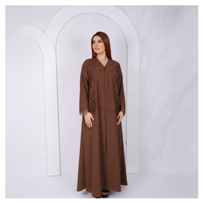 Abaya Larga Original para Mujer, Modelo 2027, con Encaje Floral, Bellamente Elaborada, Fabricante, Superventas - Product Image 1