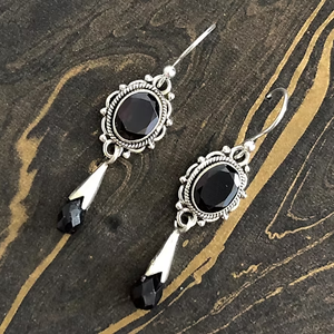 ต่างหูห้อยทรงวงรีประดับออนิกซ์สีดำสำหรับผู้หญิง เงินแท้ 925 สไตล์วินเทจ เหมาะสำหรับใส่ทุกวันในทุกโอกาส - Product Image 2