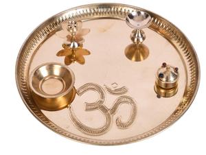 Thali Tradicional de Latón para Pooja, Aarti, Diwali, Navratri, Rakhi, Regalo de Boda - Product Image 2