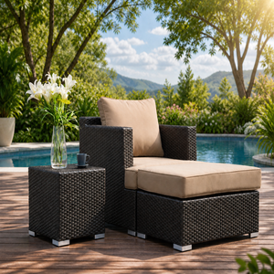 Ensemble de chaises longues contemporaines pour le bord de la piscine avec une construction durable et des sièges confortables pour une relaxation toute la journée - Product Image 1